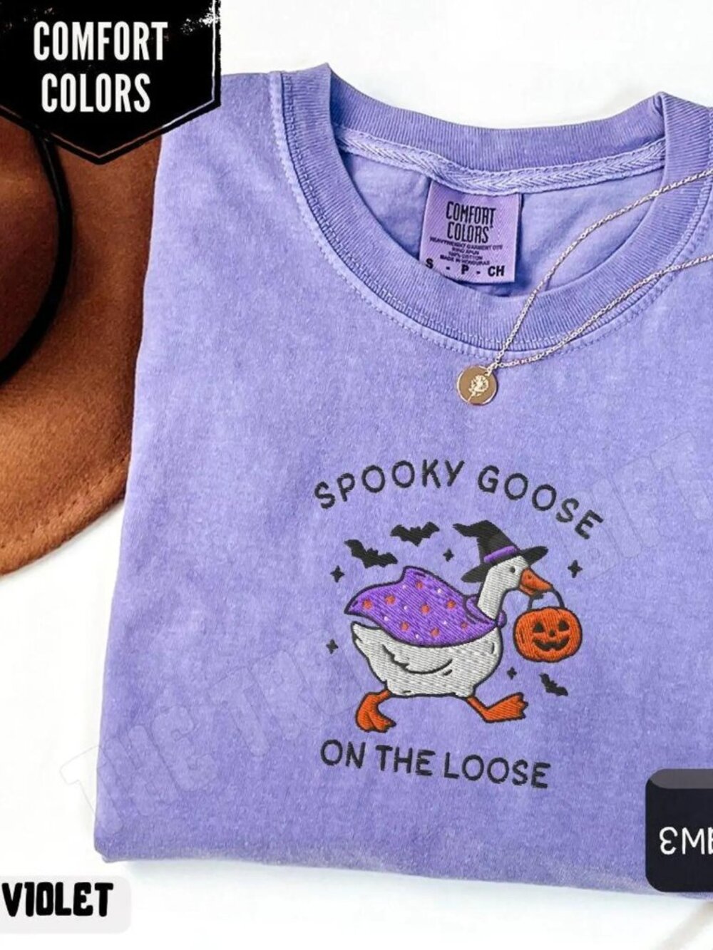 Embroidered Spooky Goose Shirt, Halloween Tshirt, Witchy Silly Goose Lover Te
